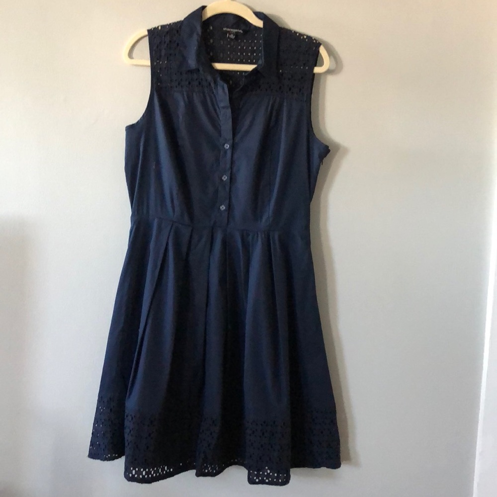 Navy blue shirt dress with cut out detail